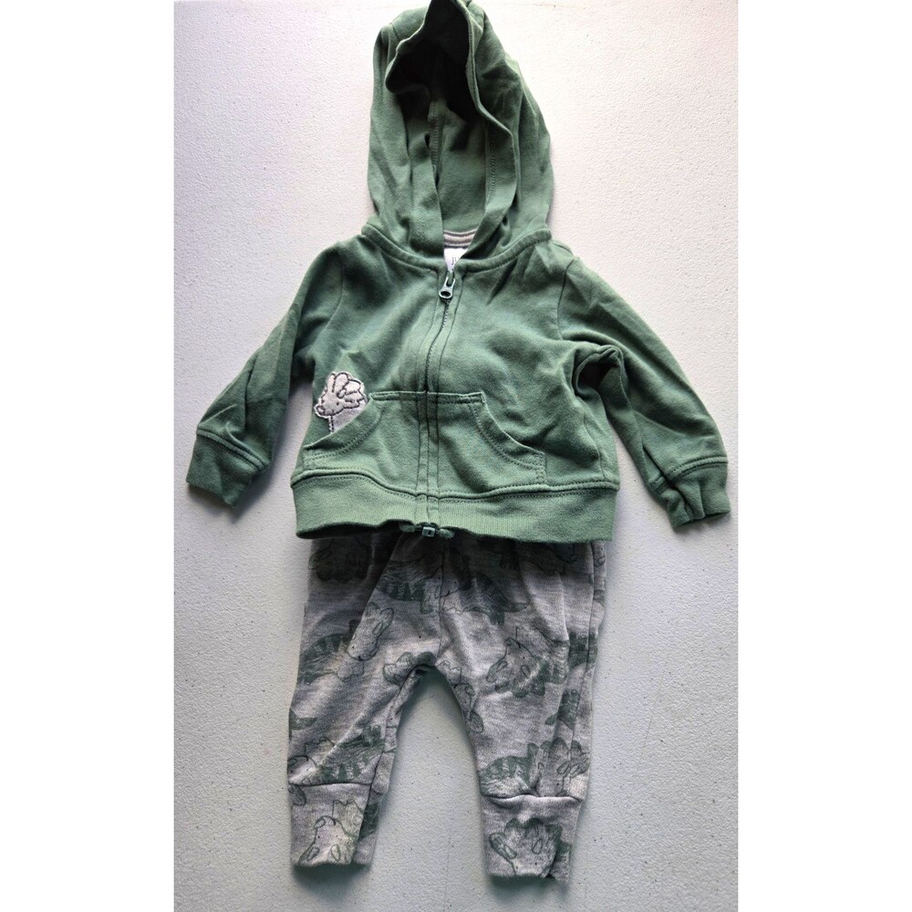 Just One You by Carter's Newborn 2pc Zip Hoodie & Pants Set Dinosaur Green